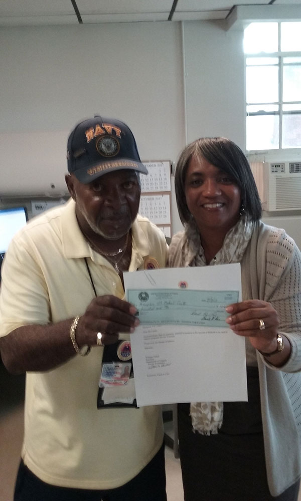 Mr.Brown from Hampton AMVETS presenting check